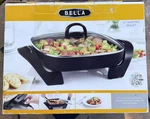 Bella Electric Skillet Frying Pan 12"X12" Nonstick Copper With Glass Lid. Fixed Price $49.99.