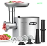 2600W Stainless Steel Electric Meat Grinder, 3 Plates, Sausage & Kubbe Kit. Fixed Price $79.99.