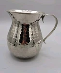 Hammered Stainless Steel Pitcher Water Jug Iced Tea Rolled Edge Utensil Holder. Fixed Price $22.46.