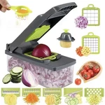 Multi Functional Manual Food Chopper Slicer 8 Blades Green Stainless Steel. Fixed Price $23.99.