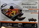 Brentwood 12" Electric Skillet Black 1400W Large Capacity Non Stick Vented Lid. Fixed Price $32.00.