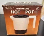 Vtg Valiant Automatic Electric Hot Pot Black White Model 15/2300 Box Paperwork. Fixed Price $14.95.