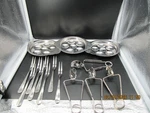 14 Piece Made Japan Stainless Escargot Set Tongs, 3 Plates & 8 Snail Forks. Fixed Price $36.40.
