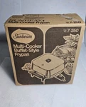 Vintage Sunbeam Multi-cooker Buffet Style Electric Fry Pan Model 7-250 Nib. Fixed Price $64.99.
