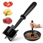 Zaszo Meat Masher, Ground Beef Chopper Tool With 5 Curve Blades & M, Black. Fixed Price $17.99.