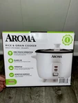 Aroma ARC-363NG Rice & Grain Cooker Cup White W/ Glass Lid Inner Pot. Fixed Price $12.00.