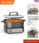 Sleek 6-QUART Electric Cooking Skillet With Timer & Non-stick Ceramic Surface. Fixed Price $175.94.