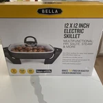 Bella Ceramic 12X12 Inch Electric Skillet Multifunctional Fry, Saut Steam New. Fixed Price $25.00.