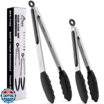 Hotec Premium Stainless Steel Locking Kitchen Tongs With Silicon Tips, Set Of. Fixed Price $20.00.