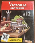 Victoria Meat Grinder #12. Hot Tinned. Red Box. Fixed Price $45.00.