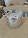 Mepra Italy Inox Stock Pot #24 Lid 18-10 Stainless Steel Green Vintage Large. Fixed Price $95.00.