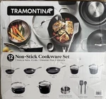 Tramontina 12PIECE Non-stick Ceramic Cookware Set Pots Pans Steamer Utensils New. Fixed Price $125.00.