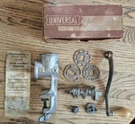 Vintage Universal Food & Meat Grinder #1551 Wood Handle Orig Box Complete. E21. Fixed Price $25.00.