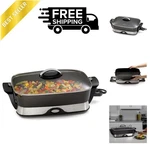 Versatile Foldaway Electric Skillet 16-INCH Nonstick Surface And Glass Lid. Fixed Price $179.99.