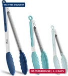 Hotec Premium Stainless Steel Locking Kitchen Tongs With Silicon Tips, Set Of 3-. Fixed Price $16.23.