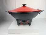 West Bend Electric Wok Skillet 79525 Non Stick 6 Quart Red Lid Clean Good Used. Fixed Price $50.00.