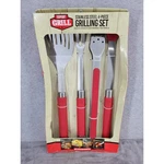 Expert Stainless Steel 4 Piece Grilling Set Spatula Fork Tongs Brush. Fixed Price $39.98.