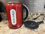 Dash DEK001RD Red Electric Kettle And Base Used Once. Fixed Price $39.00.
