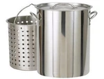Bayou Classic 1102 Qt Stainless Steel Stock Pot Lid W/ Basket 18.5" Dia 21"H. Fixed Price $468.86.