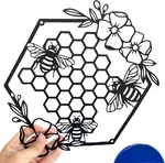 Metal Wall Art Farmhouse Honey Bees And Hives With Flowers Decor. Fixed Price $15.16.
