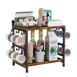 Large Coffee Bar Counter Top Shelf With Cup Holder, Cofe Tea Station Organize.... Fixed Price $53.13.
