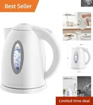 White 1.7L Electric Kettle With Fast Heating And Safety Features - Ovente KP72W. Fixed Price $26.99.