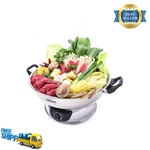 Aroma 5QT Electric Shabu Hot Pot, Stainless Steel Dual-sided Soup Cooker. Fixed Price $66.99.