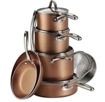 Tramontina 11-PIECE Metallic Copper Nonstick Cookware Set New Box. Fixed Price $115.00.