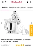 New Kitchenaid Quart Artisan Tilt-head Stand Mixer KSM150PSWH White Dented Box. Fixed Price $349.99.