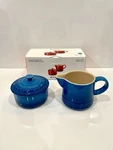 Creuset Stoneware Signature Cream And Sugar Marseille Blue In Box. Fixed Price $45.99.