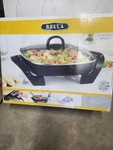 Bella Electric Skillet Frying Pan 12"X12" Nonstick Copper With Glass Lid Open Bo. Fixed Price $20.00.