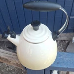 Creuset Cream Whistling Tea Kettle Enamel Metal With Black Handle. Fixed Price $42.00.