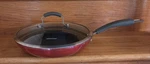 Epicurious 12" Skillet Frying Pan Red Glass Lid Electric Gas Top Induction. Fixed Price $12.79.