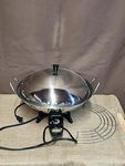 Farberware Electric Wok Model 303 14" Pan Fryer Cooker Stainless Steel With Rack. Fixed Price $34.99.