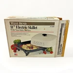 Vtg West Bend 11" Electric Skillet #72009 White Lid W/gray Flowers 1980S/90S Nob. Fixed Price $59.99.