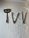 Three Kitchen Utensils Metal Spatula And Two Different Tongs. Fixed Price $10.00.