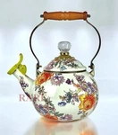Mackenzie-childs White Flower Market Tea Kettle Whistling 2 Qt. New No Box. Fixed Price $165.00.