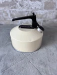 Mirro 1.5 Qt Whistling Tea Kettle Cream Enamel Black Handle Mcm Usa Vtg. Fixed Price $27.73.