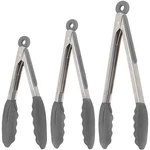 3 Piece 7 9 12 Inch Grey Kitchen Tongs Set With Silicone Tips For Cooking. Fixed Price $19.09.