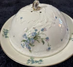 Blue Floral Pancake Warmer Lid With Hutschenreuther Elite Bavaria And Plate. Fixed Price $28.00.