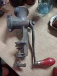 Vintage Maid Of Honor # 4703-25 Table Mount Meat Grinder No. Red Handle. Fixed Price $34.99.