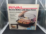 New Vintage Rival Electric Skillet 10.5" With Glass Cover Black Model #5102. Fixed Price $38.99.