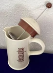Chocolatiere French Press Hot Chocolate Pot Ceramic Frother Pitcher 34OZ. Fixed Price $64.95.
