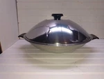 Lifetime Cookware 14" Wok Skillet Surgical Stainless 7 Qt Frying Pan Dome Lid. Fixed Price $374.99.