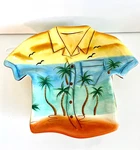 Novel Hawaiian Yellow/blue Shirt Ceramic Serving Dish. Fixed Price $21.97.