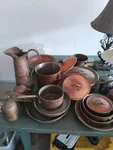 Vintage Cooper Pots Pans Set French Portugal Copper Brass Handles. Fixed Price $600.00.