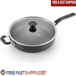 Nonstick Saut Pan W/ Glass Lid Dishwasher Safe Cookware Oven Skillet New. Fixed Price $75.91.