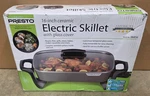 New Open Box Presto 06856 16 Electric Skillet Ceramic Nonstick Glass Lid Grey. Fixed Price $69.99.