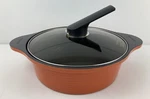 Happycall 2.5QT Cookware Casserole Pot Hard Anodized Ceramic Orange Nonstick. Fixed Price $22.99.