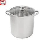 Stainless Steel 12QT Stock Pot W/ Glass Lid Induction Dishwasher Safe Cooking Us. Fixed Price $43.20.